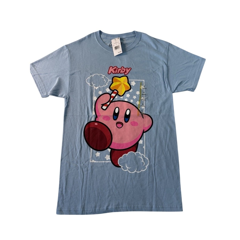 Kirby Men's Blue Graphic T-Shirt Kirby Character Size M Cotton